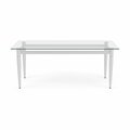 Lesro Siena Lounge Reception Coffee Table 40x20in Glass Top, Brushed Steel SN0840
